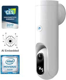 1080p Indoor/Outdoor Wireless Smart Home Camera IP54 Weather Resistant with Night Vision, 2-Way Audio, Built-in Person Detection and Face Recognition