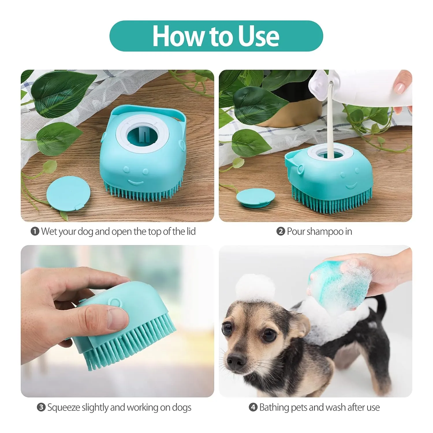 2Pack Dog Bath Brush | Soft Silicone Pet Shampoo Massage Dispenser Grooming Shower Brush for Dogs and Cats