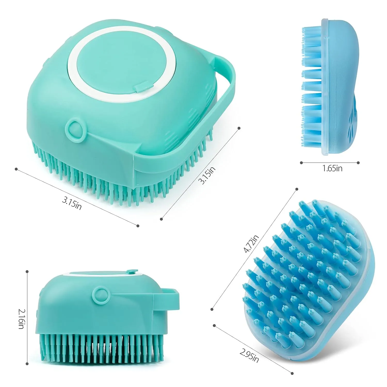 2Pack Dog Bath Brush | Soft Silicone Pet Shampoo Massage Dispenser Grooming Shower Brush for Dogs and Cats