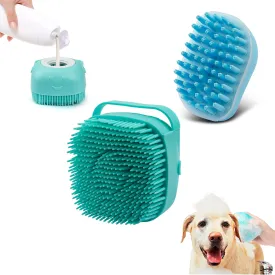 2Pack Dog Bath Brush | Soft Silicone Pet Shampoo Massage Dispenser Grooming Shower Brush for Dogs and Cats