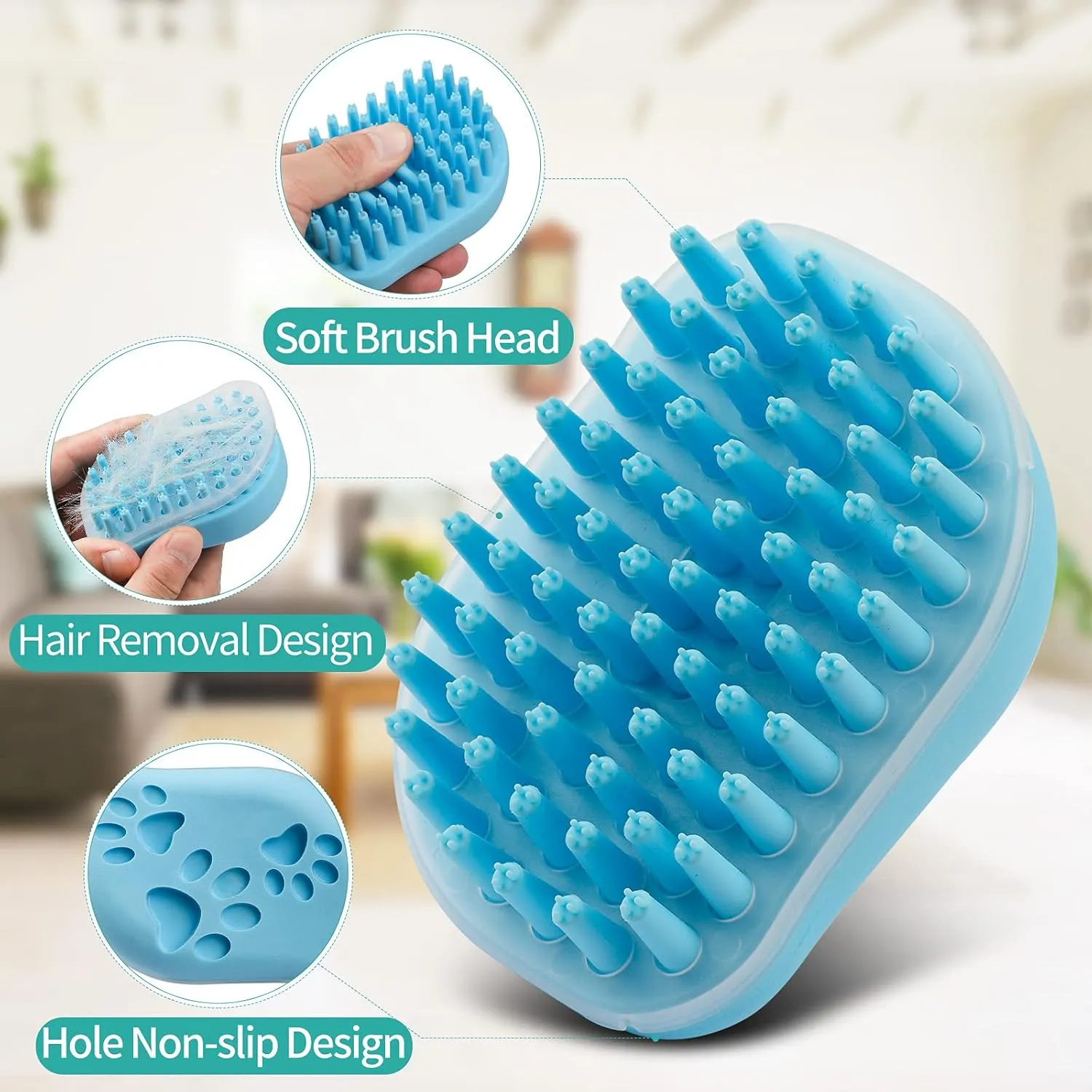 2Pack Dog Bath Brush | Soft Silicone Pet Shampoo Massage Dispenser Grooming Shower Brush for Dogs and Cats
