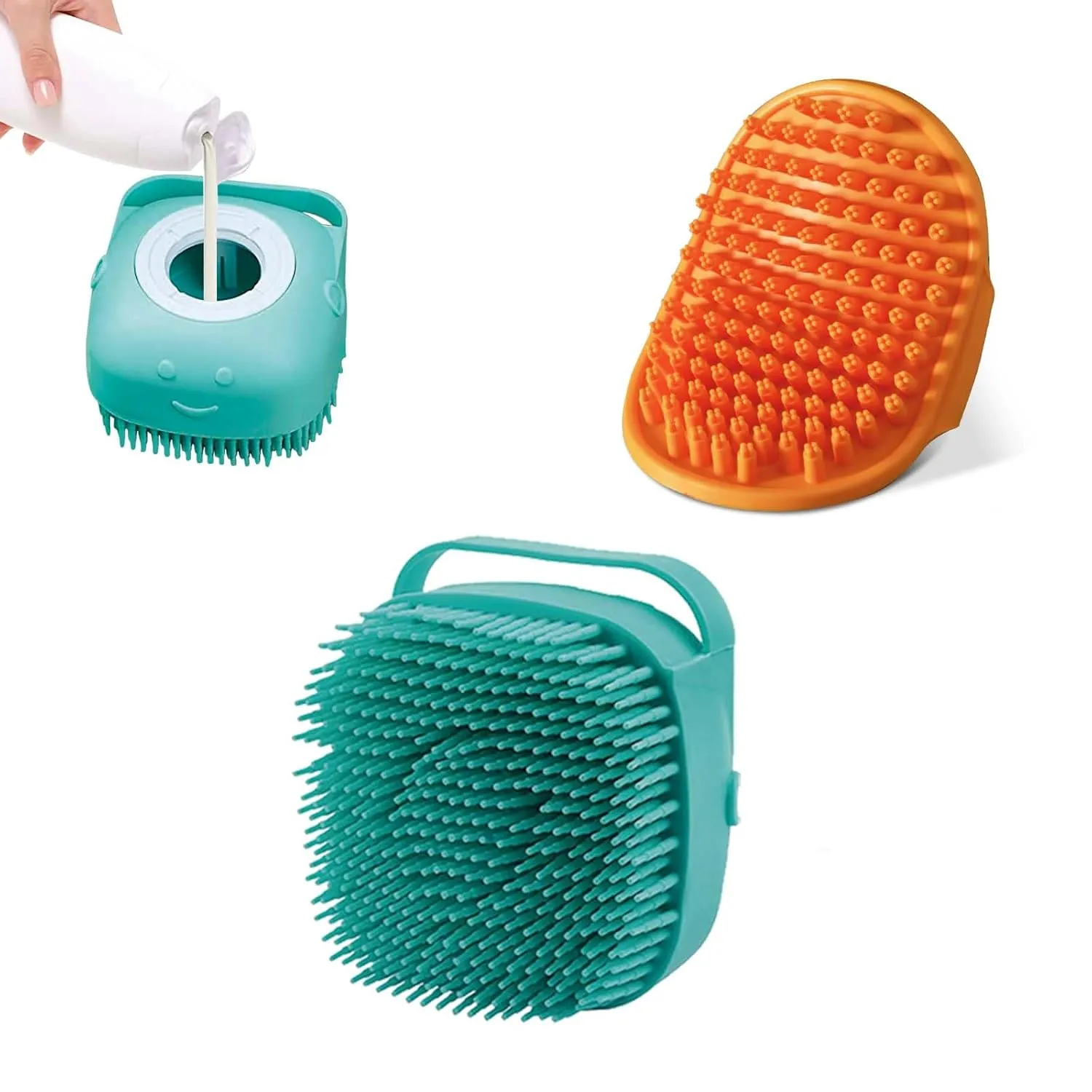 2Pack Dog Bath Brush | Soft Silicone Pet Shampoo Massage Dispenser Grooming Shower Brush for Dogs and Cats