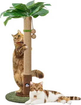 35" Tall Cat Scratching Post, Cat Scratcher for Indoor Cats, Sisal Rope Scratch Post with Hanging Ball and Cat Toys for Kitten Adult Cats