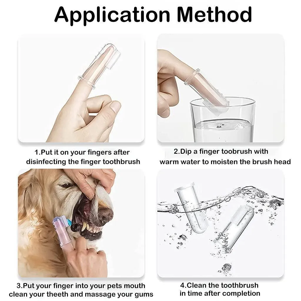 4Pcs Finger Pet Toothbrush Easy Teeth Cleaning and Dental Care