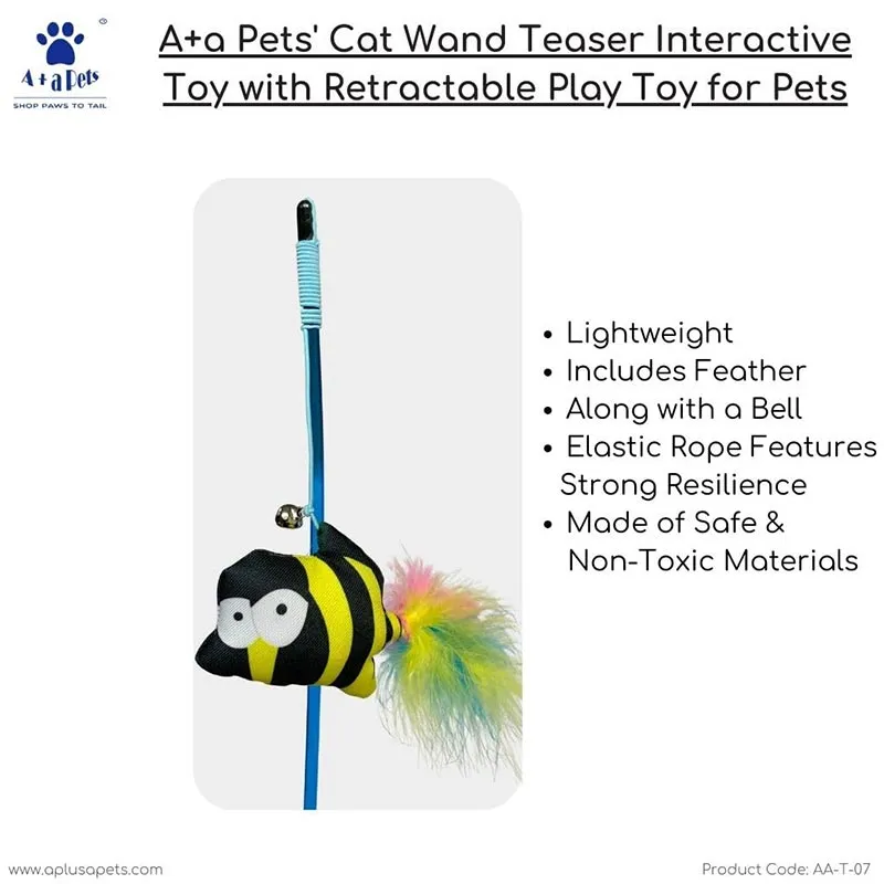 A a Pets' Cat Wand Nemo Teaser Interactive Toy with retractable attached  Fish (Black/Yellow)