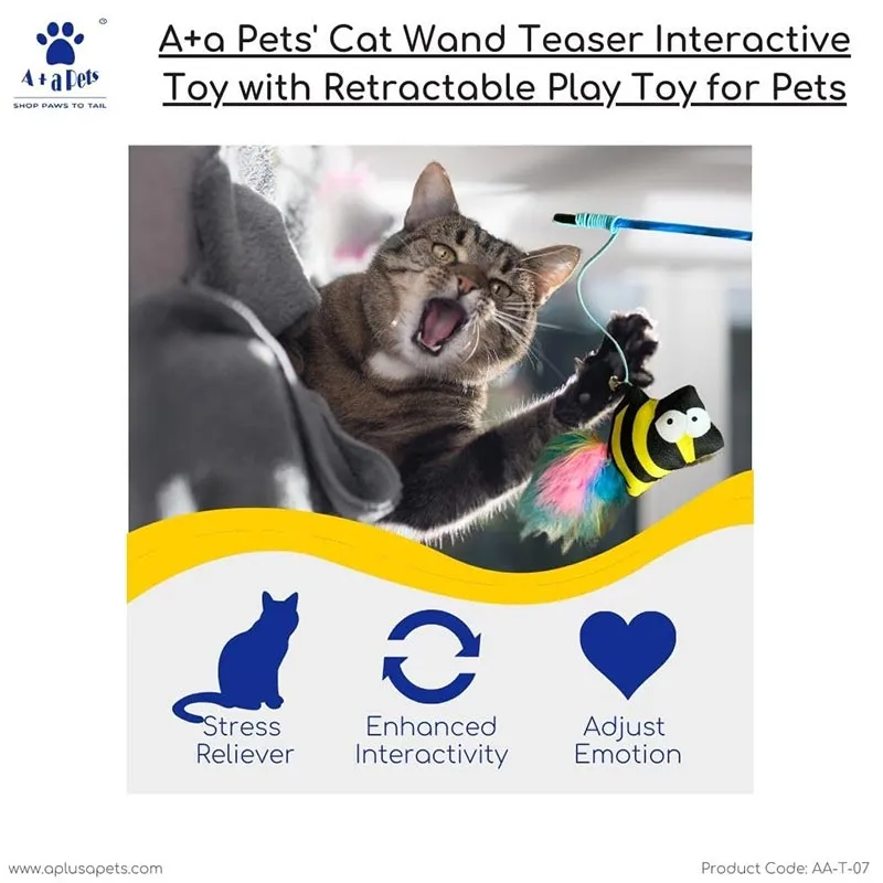 A a Pets' Cat Wand Nemo Teaser Interactive Toy with retractable attached  Fish (Black/Yellow)