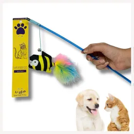 A a Pets' Cat Wand Nemo Teaser Interactive Toy with retractable attached  Fish (Black/Yellow)