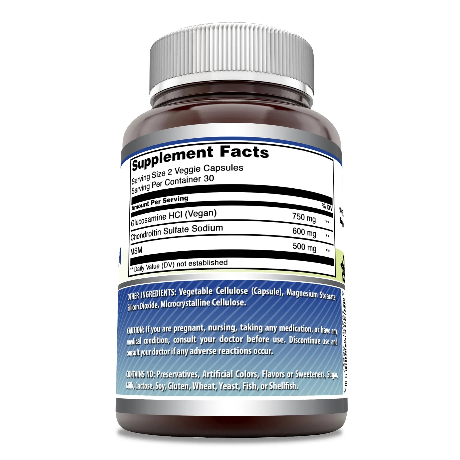 Amazing Formulas Glucosamine Chondroitin & MSM | 60 Veggie Capsule | Shellfish Free