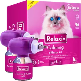 Beloved Pets Cat Calming Diffuser & Pet Anti Anxiety Products - Feline Calm Pheromones Plug in & Cats Stress Relief Comfort Helps with Pee, New Zone, Aggression (2 Pack (2 Diffusers   2 Refills))