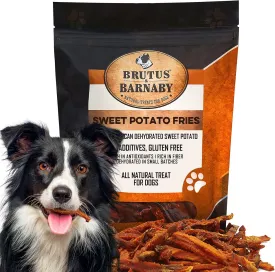 BRUTUS & BARNABY Sweet Potato Dog Treats- No Additive Dehydrated Sweet Potato Fries, Grain Free, Gluten Free and No Preservatives Added (5lb)