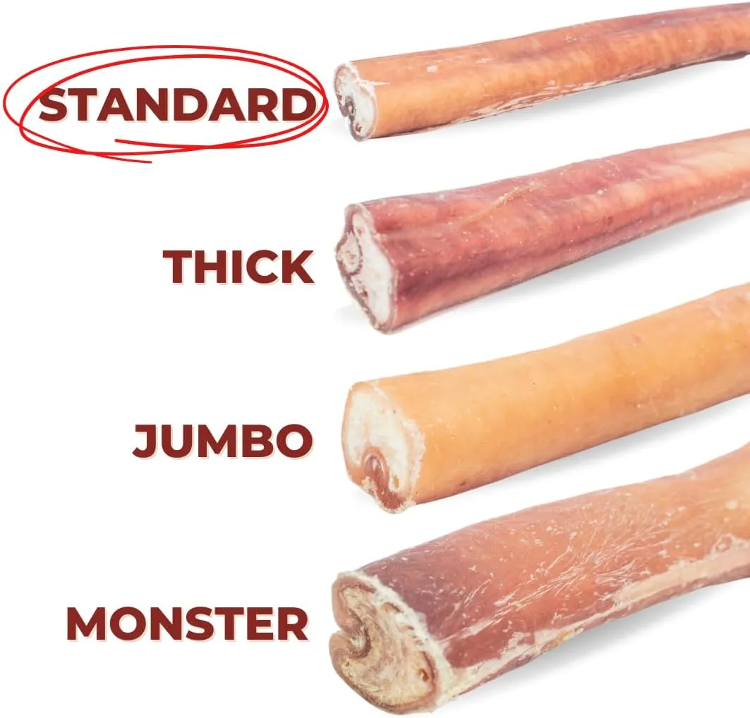 Bully Bunches Premium 6 Inch Standard Odor-Free Bully Sticks for Small to Medium Dogs & Puppies - Long Lasting Chews for Oral Care - All Natural, 100% Beef Dog Treats, Rawhide Free (5 Pack)