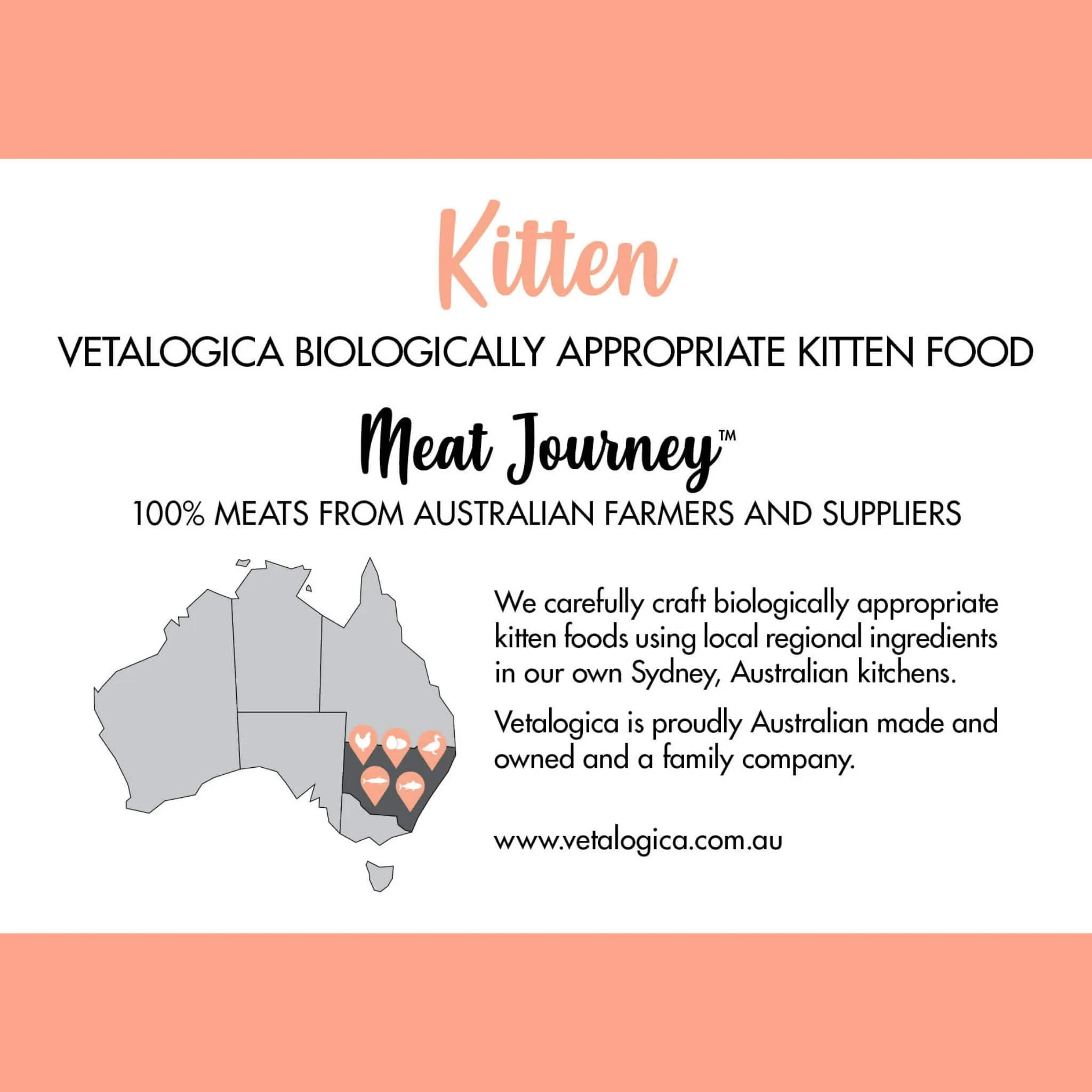Bundle Pack of 2 x Vetalogica Biologically Appropriate High Quality Protein Kitten Food 3kg