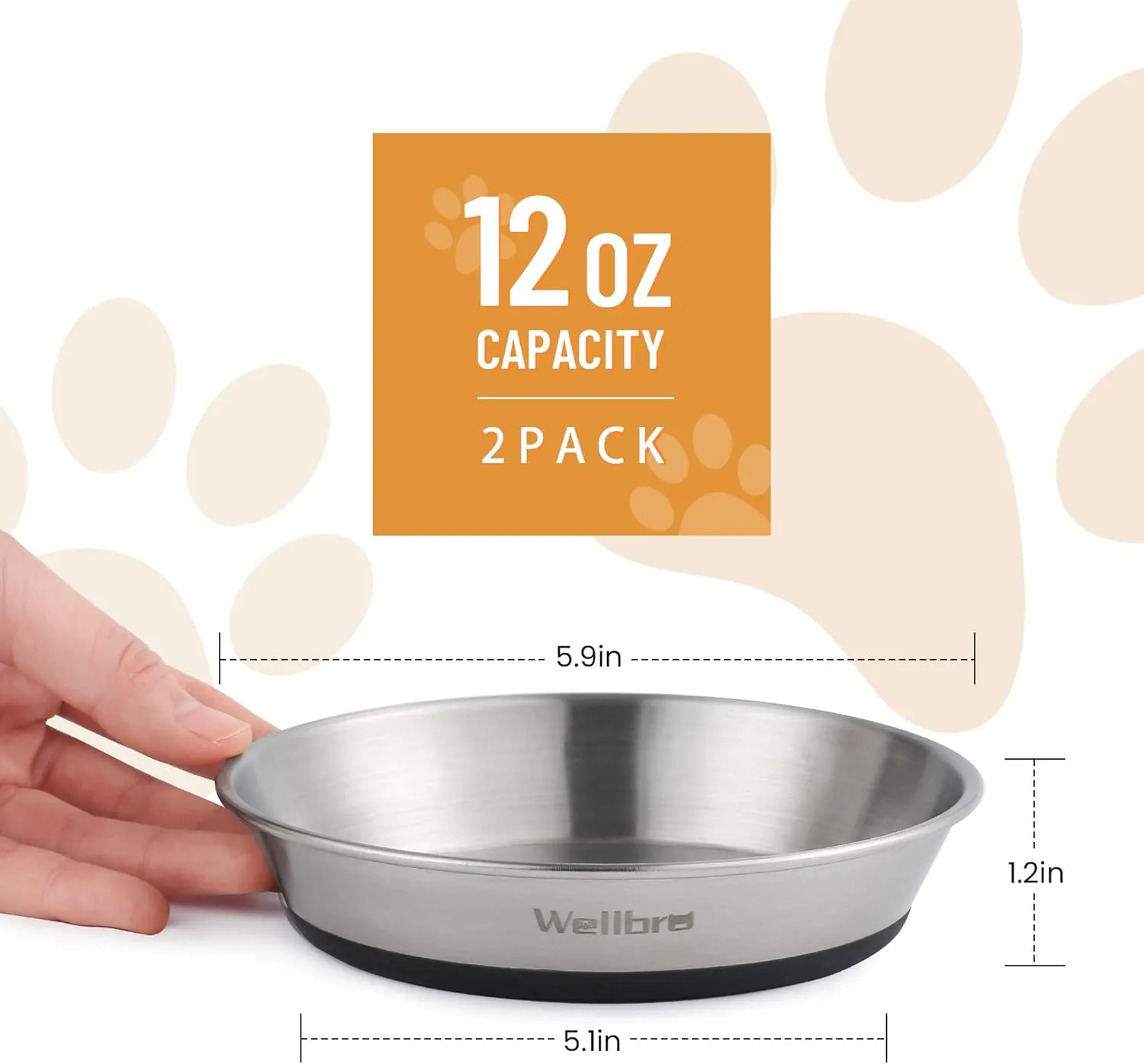 Cat Bowls, 4 Pcs Stainless Steel Cat Bowls for Food and Water, Whisker Fatigue Shallow Non-Slip Cat Dishes Plates for Small Dog Puppies Cats