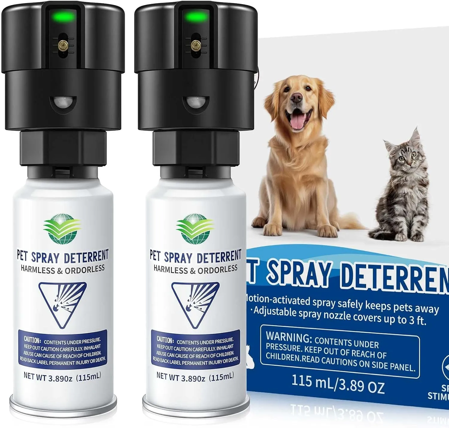 Cat Deterrent Spray System 2 Pack - Motion Activated Dog System Pet Spray Deterrent Device