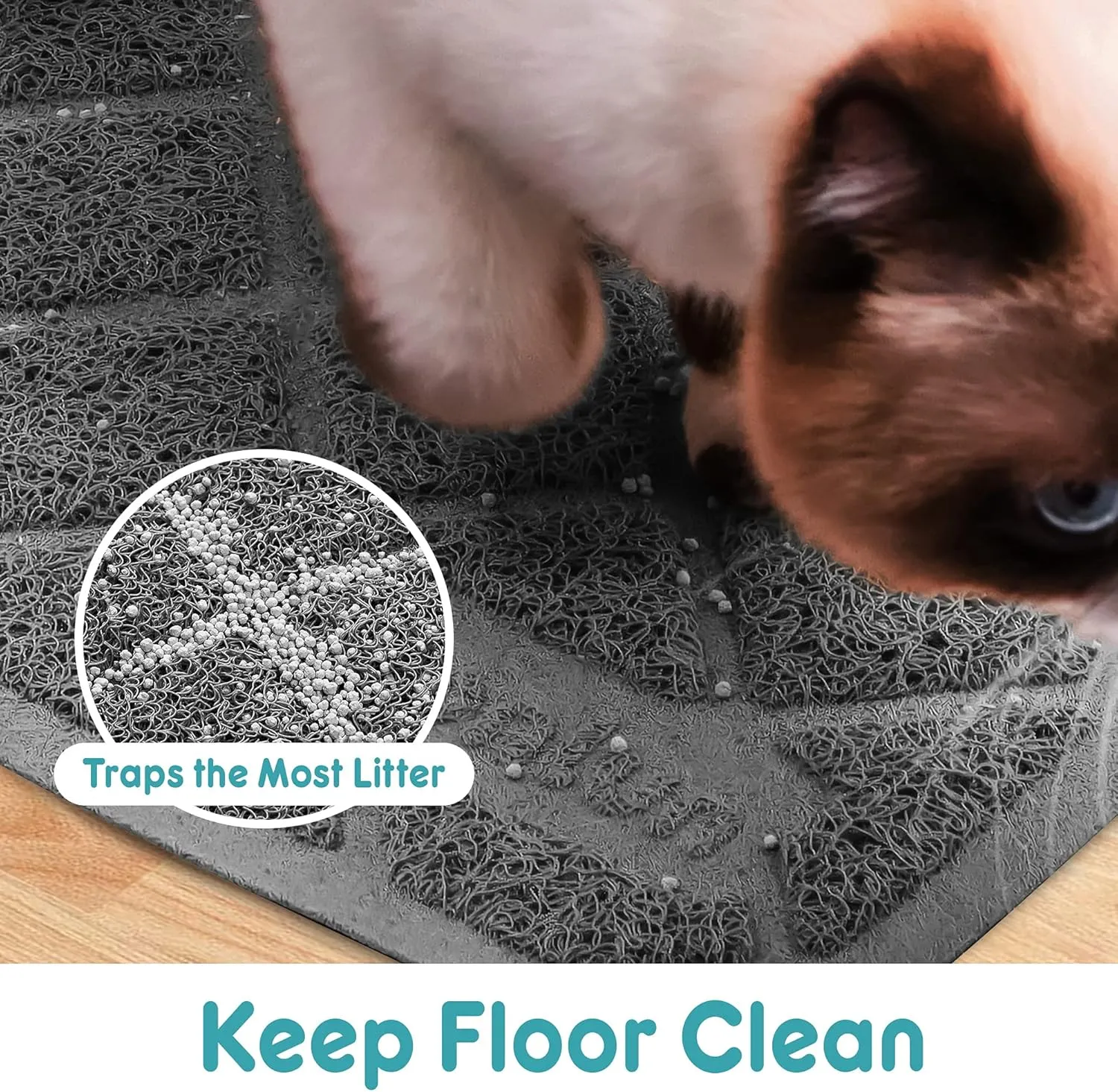 Cat Litter Mat Litter Trapping Mat, 24" x 17" Premium Durable PVC Grid Mesh with Scatter Control, Non-slip, Less Waste Cat Litter Box Mat, Soft on Kittys Paws, Urine Waterproof