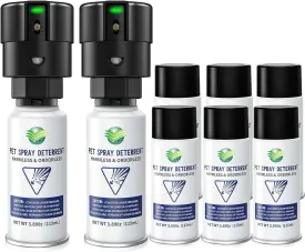 CAT Spray Pet System with 2 Pet System & 8 Pack Spray, Motion Activated Pet Proofing Repellent for Cats and Dogs, Dog & Cat Spray