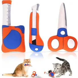 Cat Toys,3-Pack Tool-Themed Catnip Toys  Organic Catnip Filled, Crinkle Sound Interactive Plush Toy for Indoor Cats, Kittens & Adult Cats  Calming Cuddly Chew Toys for Boredom Relief for All Ages