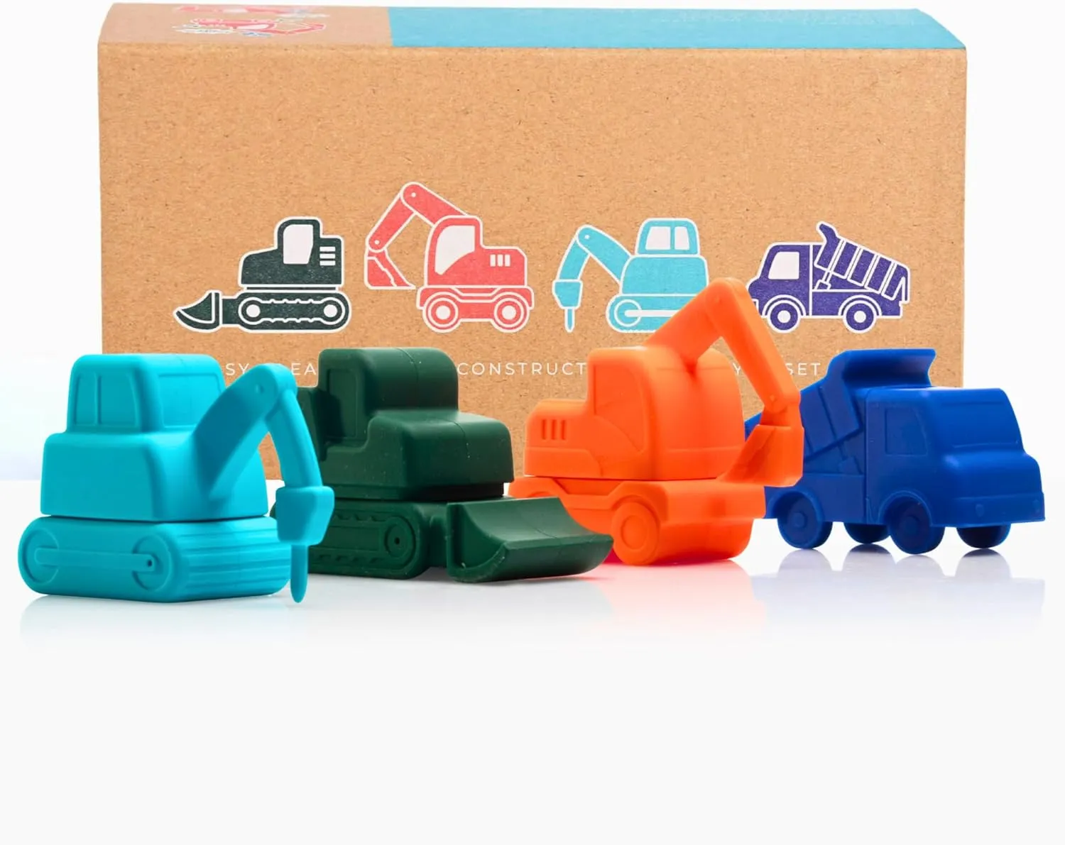 Construct Crew by Toy Appetit: Non-Toxic, Mold-Free Silicone Bath Toys for Babies 6-12 Months