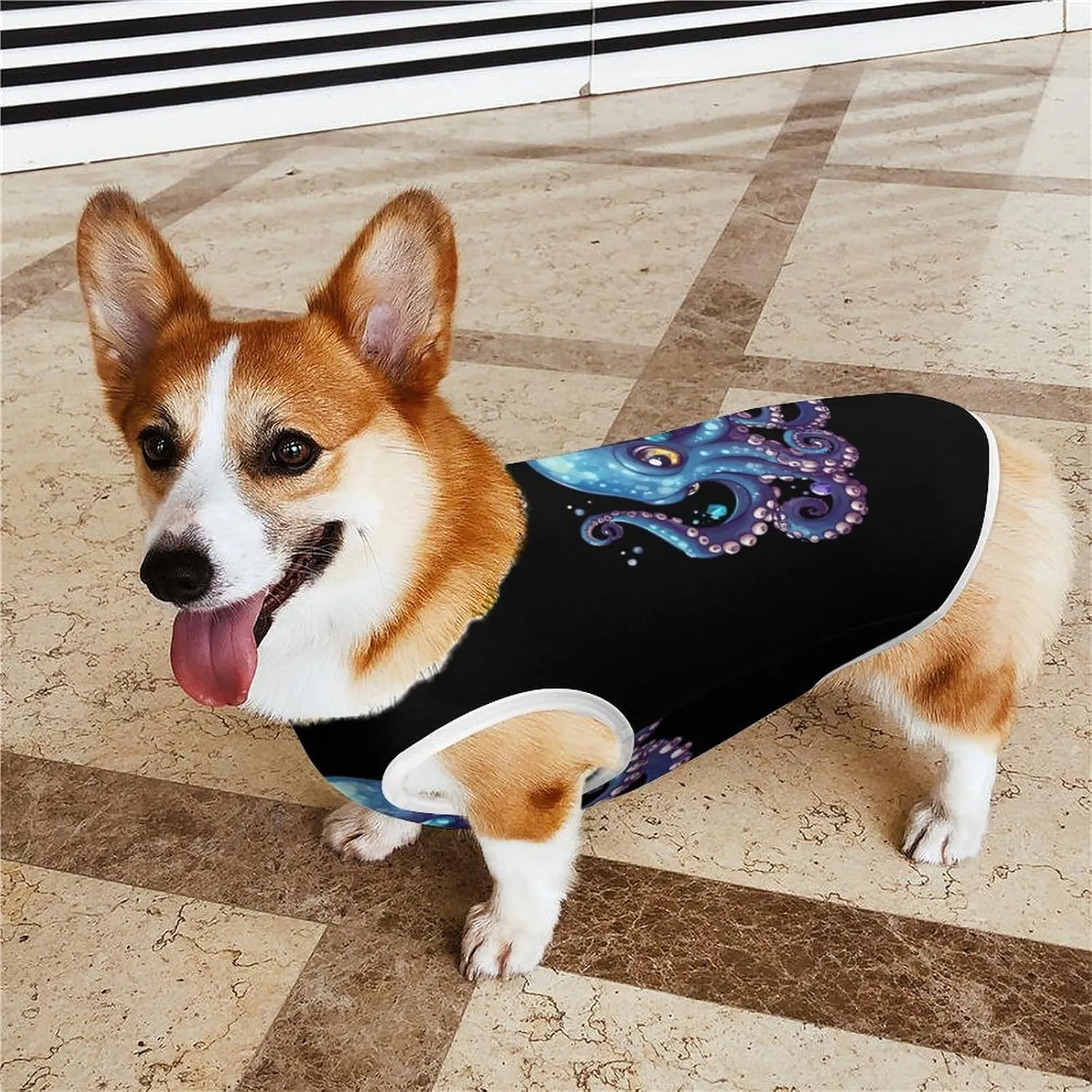 Cool Blue Octopus Dog Shirts Summer Pet T Shirts Sleeveless Pet Clothes Dog Vest Tank Tops for Dogs Cats L