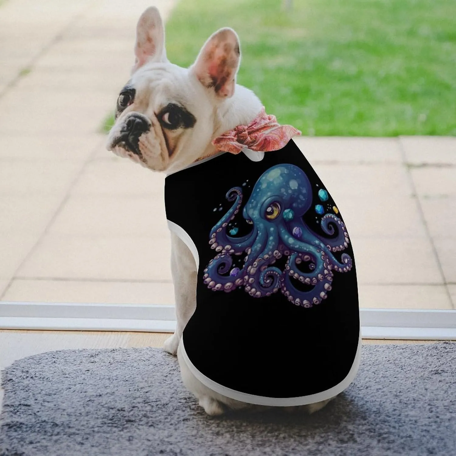 Cool Blue Octopus Dog Shirts Summer Pet T Shirts Sleeveless Pet Clothes Dog Vest Tank Tops for Dogs Cats L