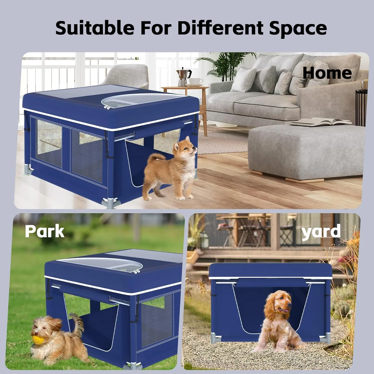 Dog Playpen 42  42 Inch, Puppy PlayPen with Gate for Puppies, Cat, Small and Medium Dogs, Pet PlayPen with Roof for Outdoors & Indoors, Thickened Fabric, Safe & Sturdy Dog Fence