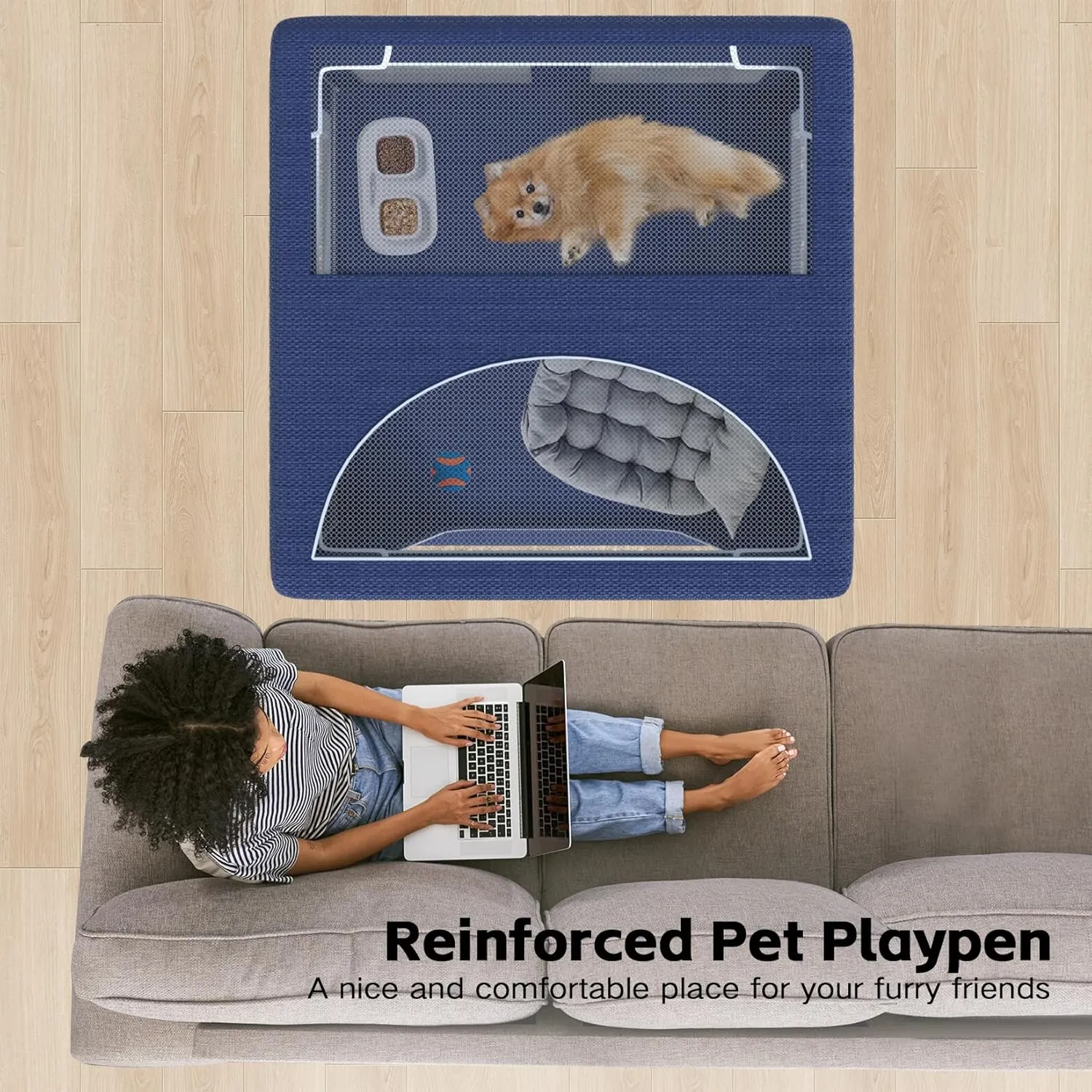 Dog Playpen 42  42 Inch, Puppy PlayPen with Gate for Puppies, Cat, Small and Medium Dogs, Pet PlayPen with Roof for Outdoors & Indoors, Thickened Fabric, Safe & Sturdy Dog Fence