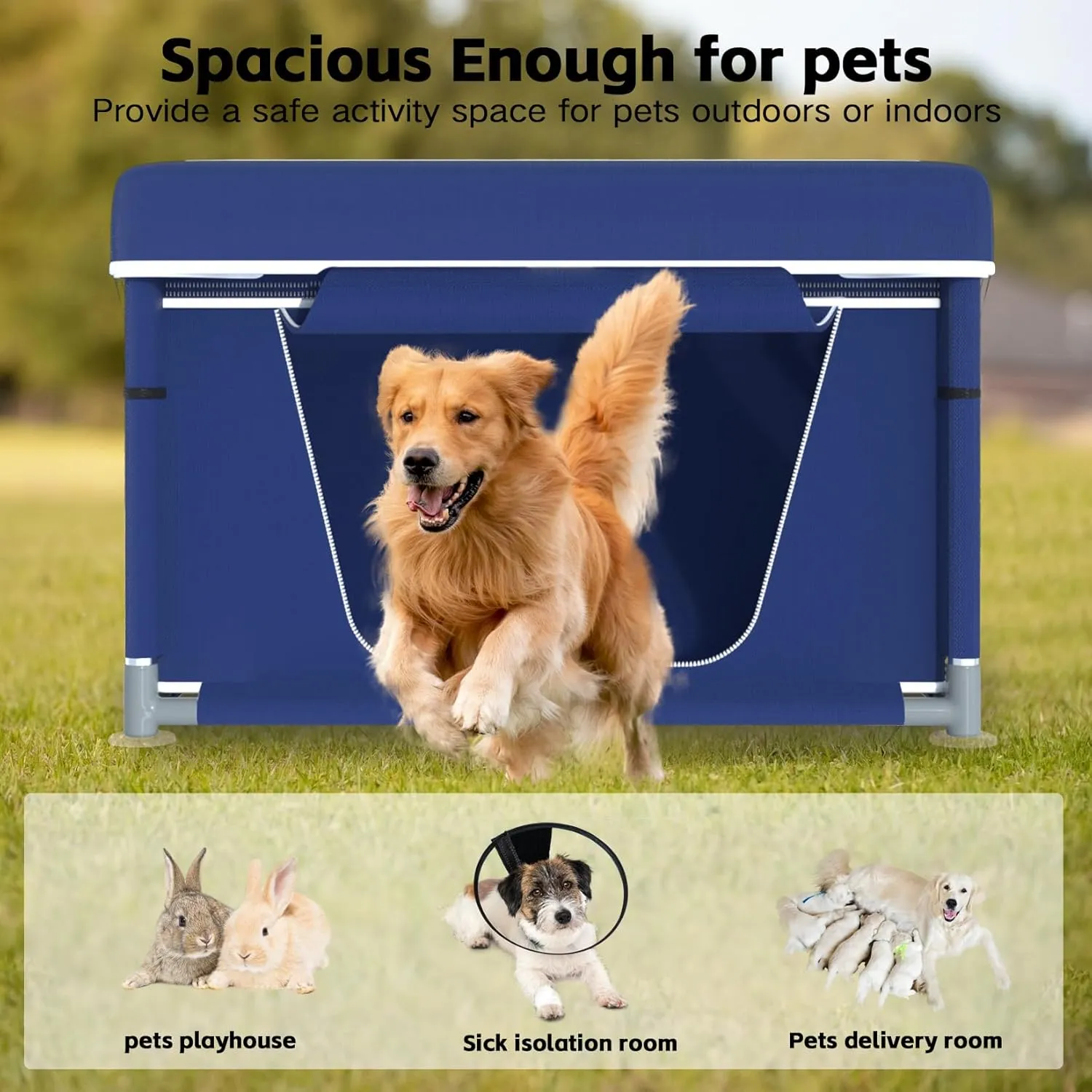 Dog Playpen 42  42 Inch, Puppy PlayPen with Gate for Puppies, Cat, Small and Medium Dogs, Pet PlayPen with Roof for Outdoors & Indoors, Thickened Fabric, Safe & Sturdy Dog Fence