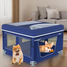 Dog Playpen 42  42 Inch, Puppy PlayPen with Gate for Puppies, Cat, Small and Medium Dogs, Pet PlayPen with Roof for Outdoors & Indoors, Thickened Fabric, Safe & Sturdy Dog Fence