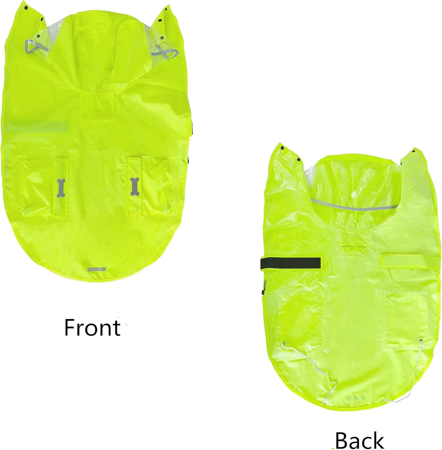 Dog Raincoat Waterproof Rain Poncho with Hoodie, High Reflective Adjustable Pet Rain Jacket with Leash Hole for Small Medium and Large Dogs (Fluorescent Green, X-Small)