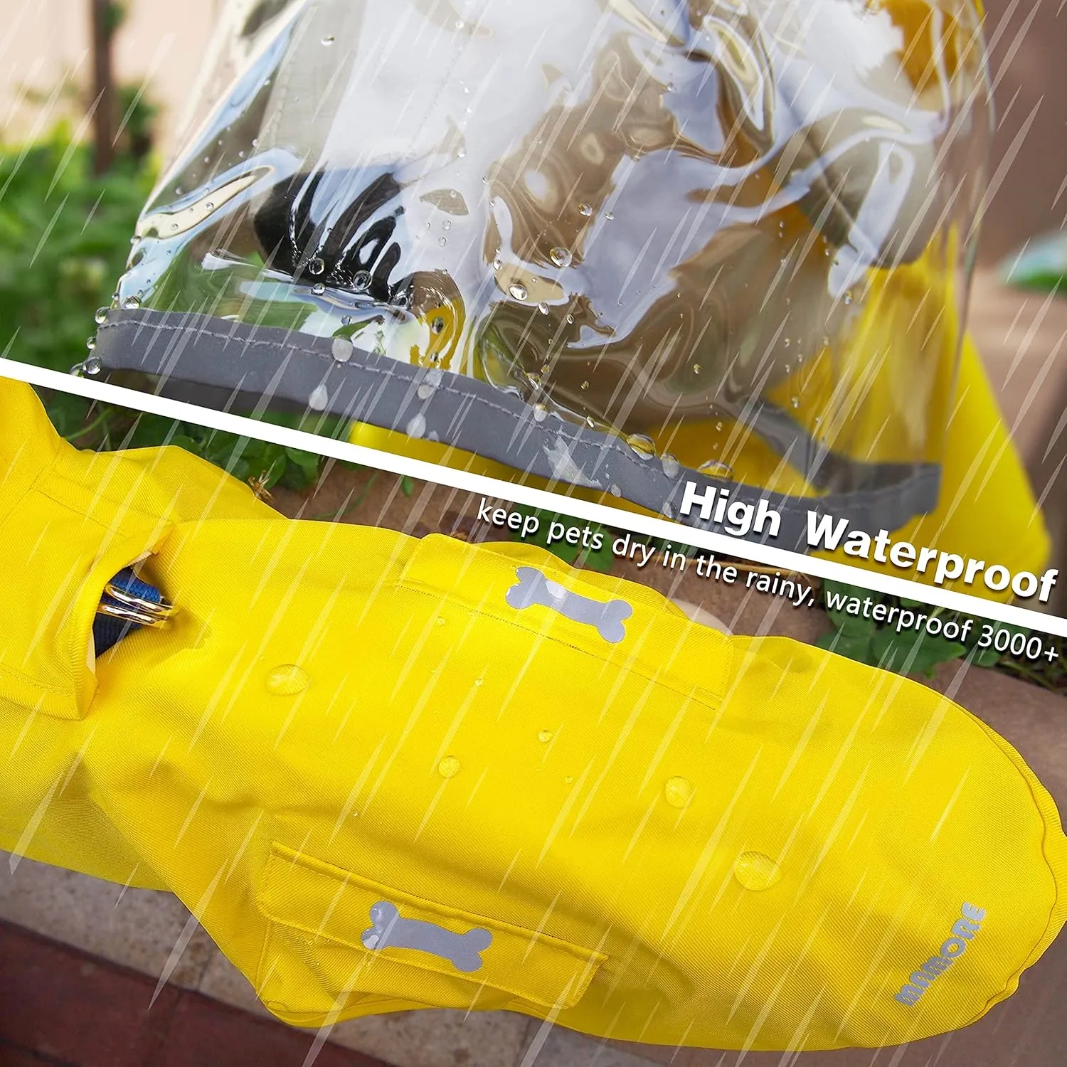 Dog Raincoat Waterproof Rain Poncho with Hoodie, High Reflective Adjustable Pet Rain Jacket with Leash Hole for Small Medium and Large Dogs (Fluorescent Green, X-Small)