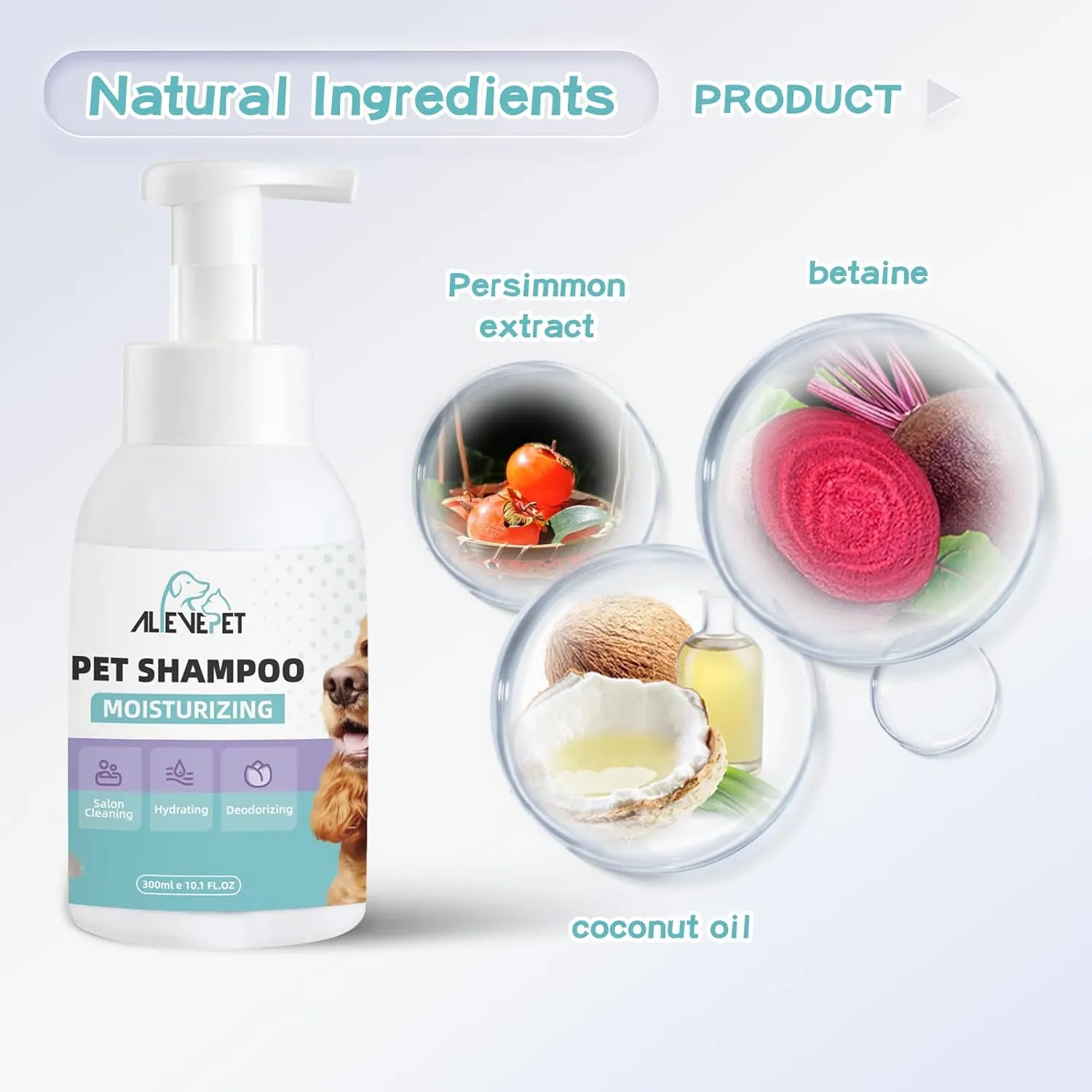 Dog Shampoo - Effective and Gentle Shampoo for Dogs and Cats with Natural Extracts- 300ml10.1 FL.OZ