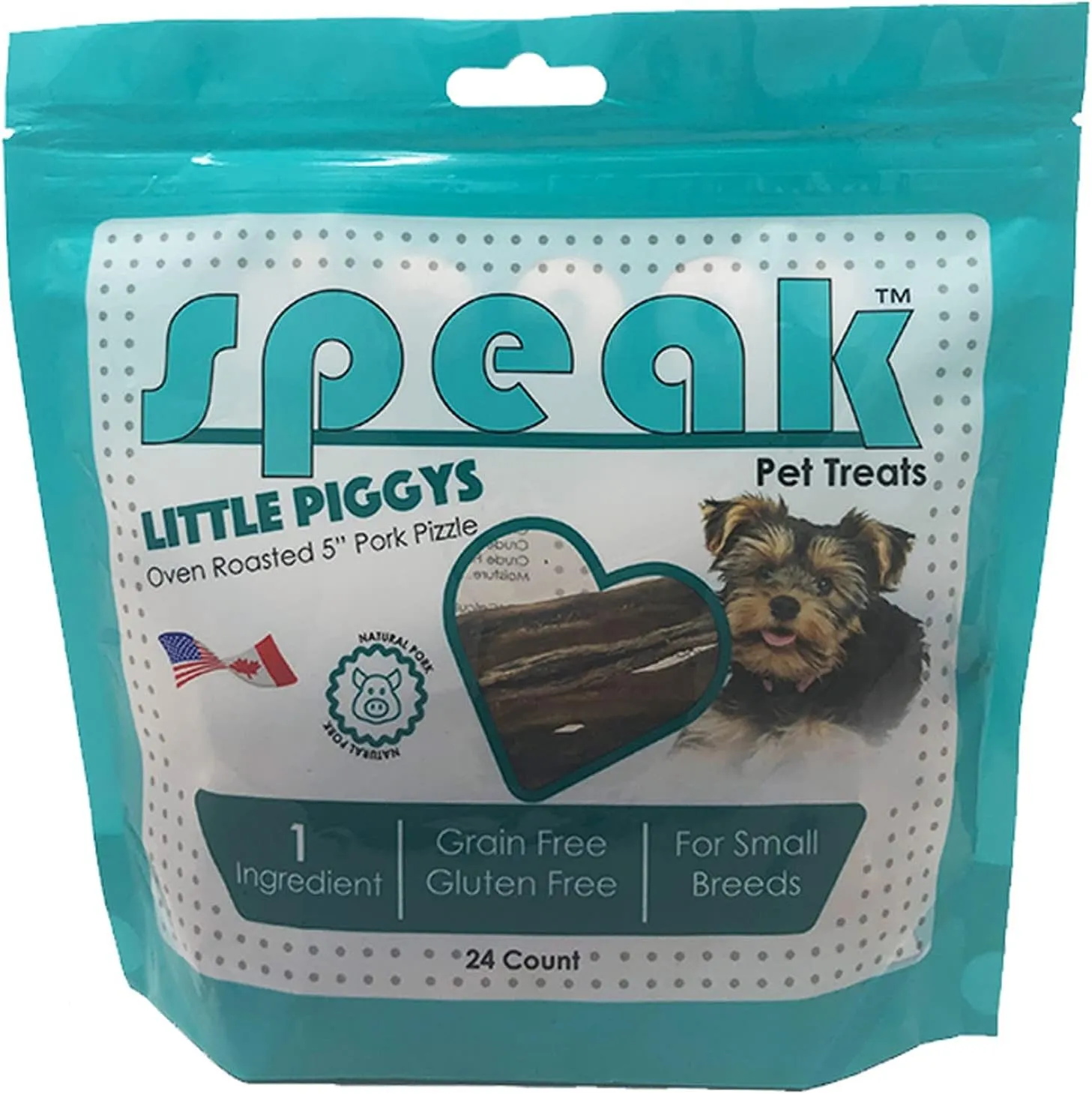 Dog Treats Little Piggys, Natural Gluten and Grain Free Low Calorie 5 Inch Pork Chews for Small Breeds, Perfect Alternative for Rawhide, 24 Count