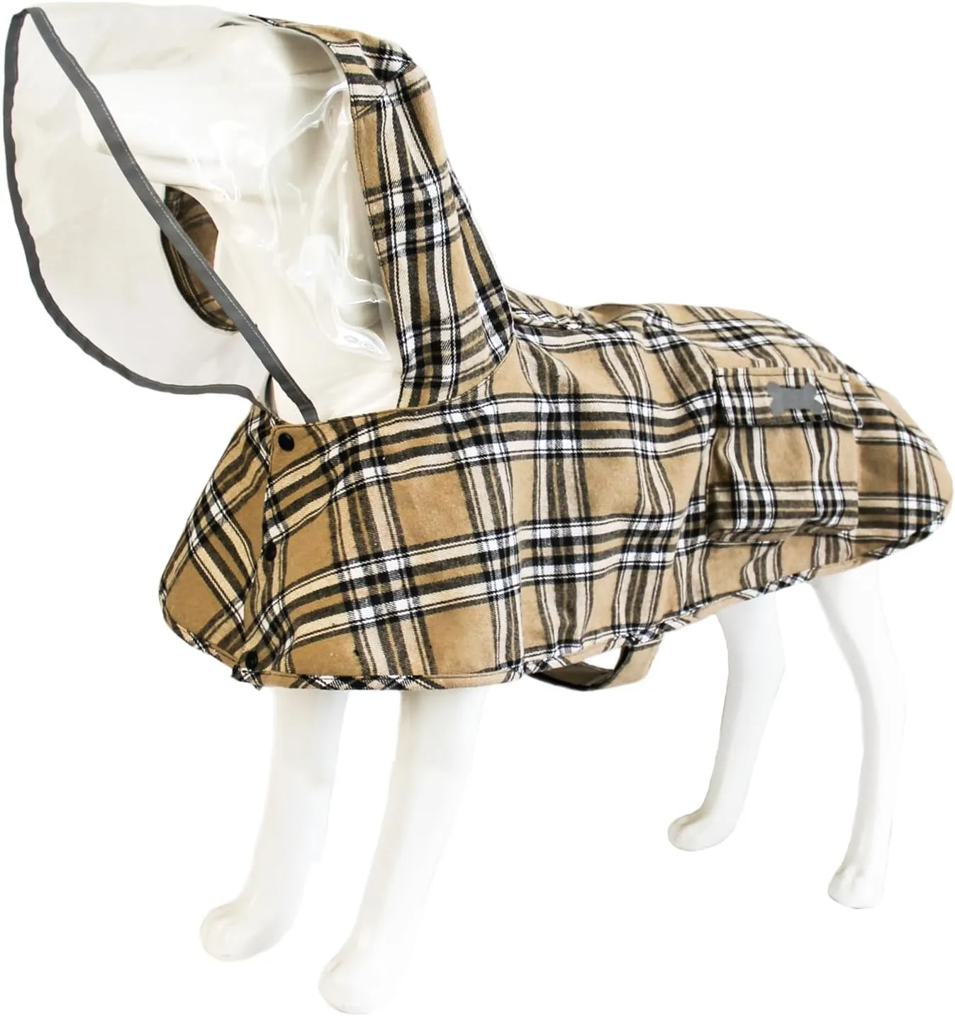 Dog Waterproof Raincoat with Poncho Hoodie, High Reflective Adjustable Yellow Pet Rain Jacket with Leash Hole for Small Medium and Large Dogs (Khaki, X-Small)