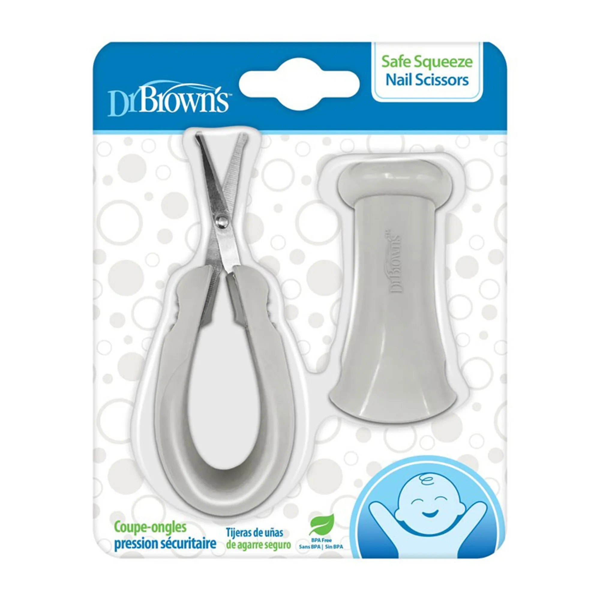Dr. Brown's Grooming Safe Squeeze Nail Scissors (Birth to 24 Months) Grey