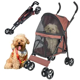 Elegant Umbrella-Shaped Doggy Stroller for Small Dogs, Small Pet Stroller for Medium Dogs, Ideal for 20 Lbs Medium Dogs & Small Dogs (Red)