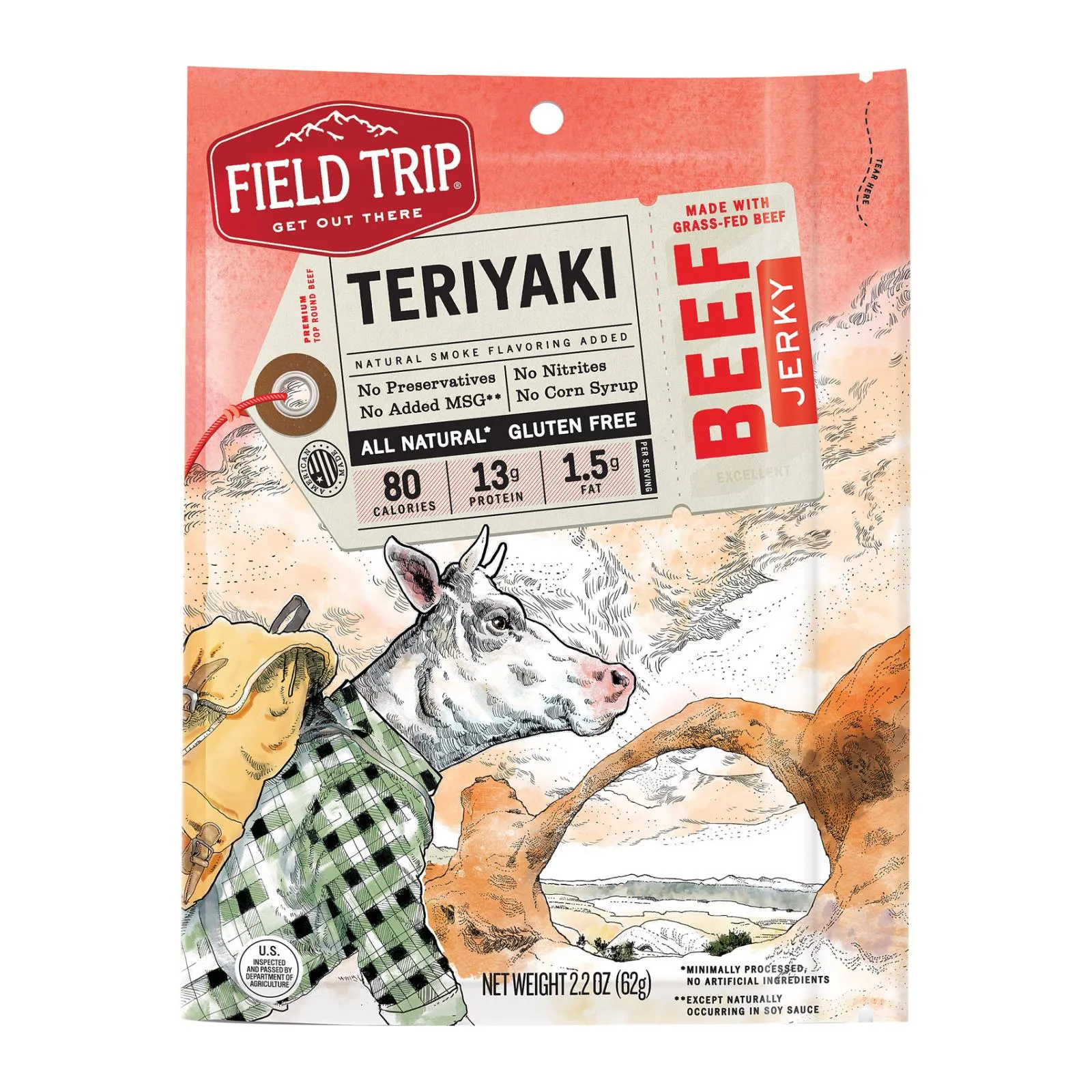 Field Trip Gluten-Free Beef Jerky, 2.2 Oz. Pack of 9