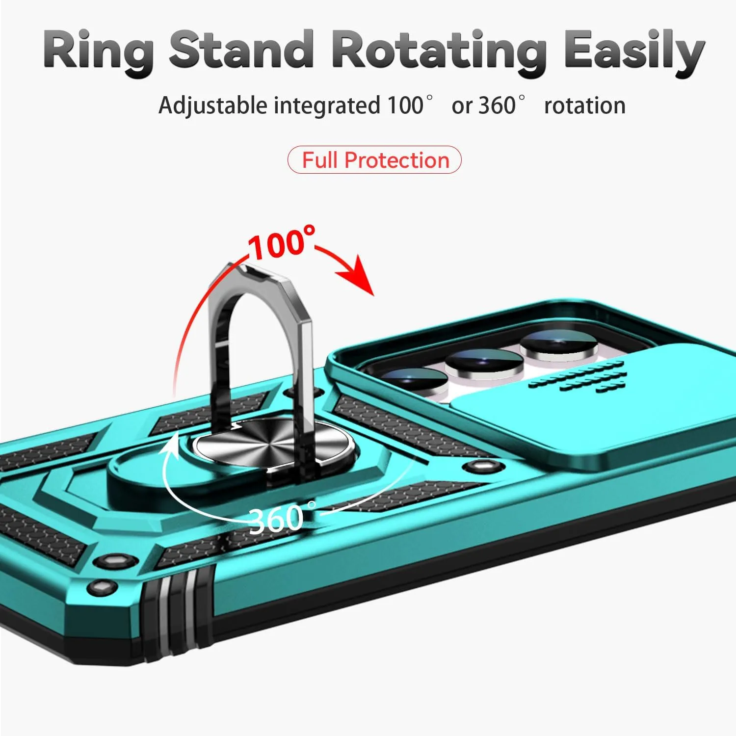 for Galaxy S23 Case,with Screen Protectors and Camera Cover,[Military Grade] 16ft.Drop Tested Cover with Magnetic Kickstand Protective Case for Samsung S23 6.1 inch, Mint