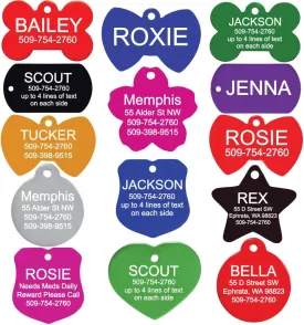 GoTags Personalized Pet ID Tags for Dogs and Cats, Anodized Metal Dog Tags in Bone, Heart, Bow Tie, Star, Round and Badge Shapes and 8 Colors, Engraved with Name and Custom Text (Bow Tie, Large)