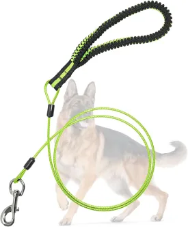 Heavy Duty Dog Leash, Chew Proof Metal Leash for Large Dogs (Up to 250lbs), WireRope Dog Leashes with Soft Silicone Grip (Green, 5FT)