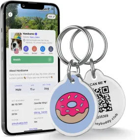 HeyBuddy QR Code Smart Pet Tags for Dogs & Cats - Personalized Pet Tag Stores Multiple Informations, Includes Scannable GPS Coordinates, Real-Time Notifications, Health Documents & Community Alerts