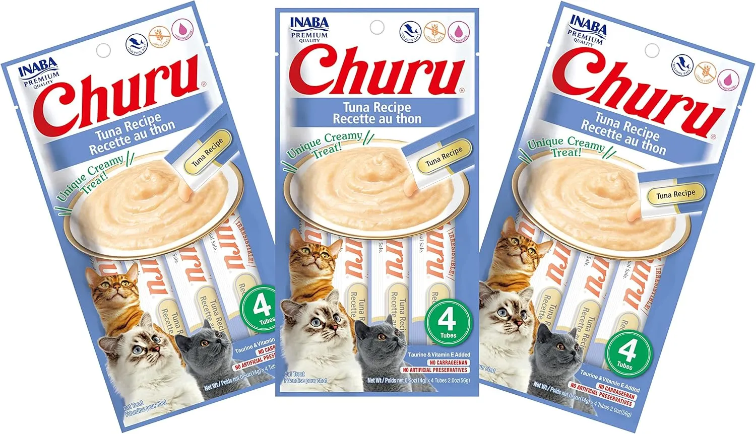 INABA Churu Tuna Recipe Lickable Pure Natural Cat Treats 12 Tubes