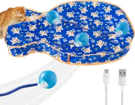 Interactive Cat Toys, Fast Rolling Ball in Play Pocket, Automatic Motion Activated Moving Ball Hide and Seek Mouse Catching Game (Blue)