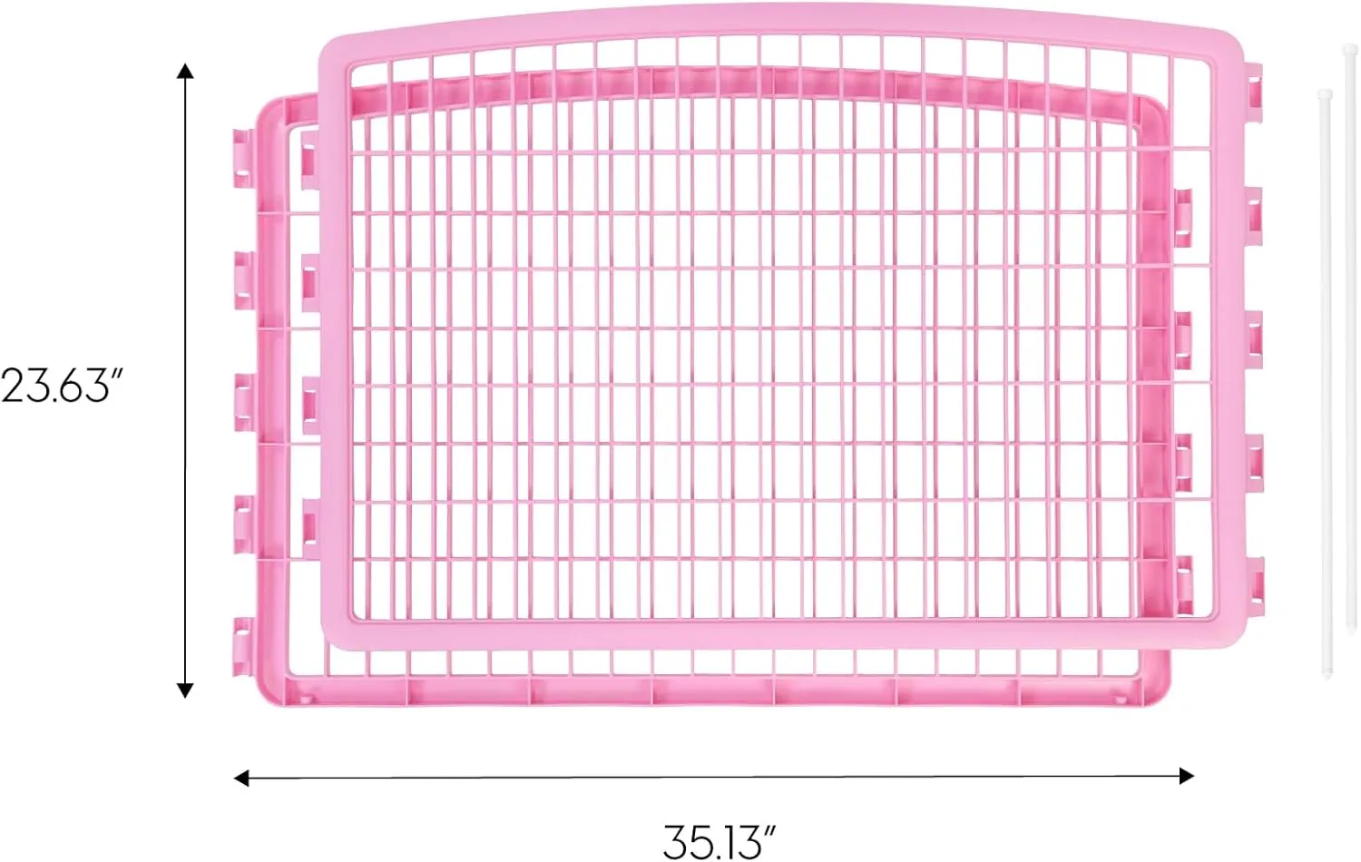 IRIS USA 24'' Pet Playpen 2 Panel Add-On with Connecting Rods, Dog Playpen, Puppy Small Medium Dogs, Heavy-Duty Molded Plastic, Rust-Free, Non-Skid Rubber Feet, Easy Assemble, Customizable, Pink