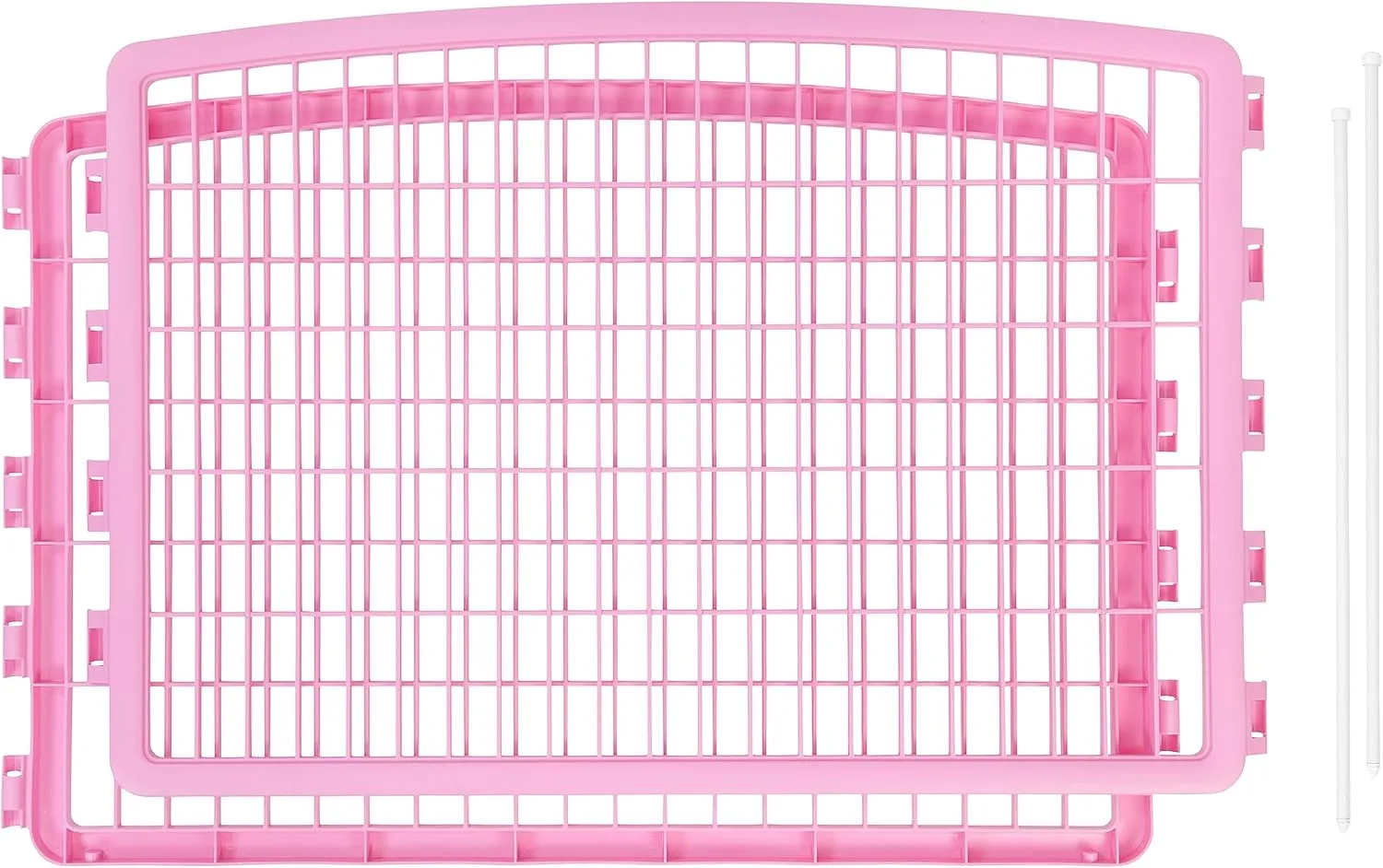 IRIS USA 24'' Pet Playpen 2 Panel Add-On with Connecting Rods, Dog Playpen, Puppy Small Medium Dogs, Heavy-Duty Molded Plastic, Rust-Free, Non-Skid Rubber Feet, Easy Assemble, Customizable, Pink