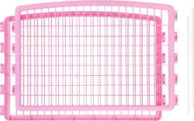IRIS USA 24'' Pet Playpen 2 Panel Add-On with Connecting Rods, Dog Playpen, Puppy Small Medium Dogs, Heavy-Duty Molded Plastic, Rust-Free, Non-Skid Rubber Feet, Easy Assemble, Customizable, Pink