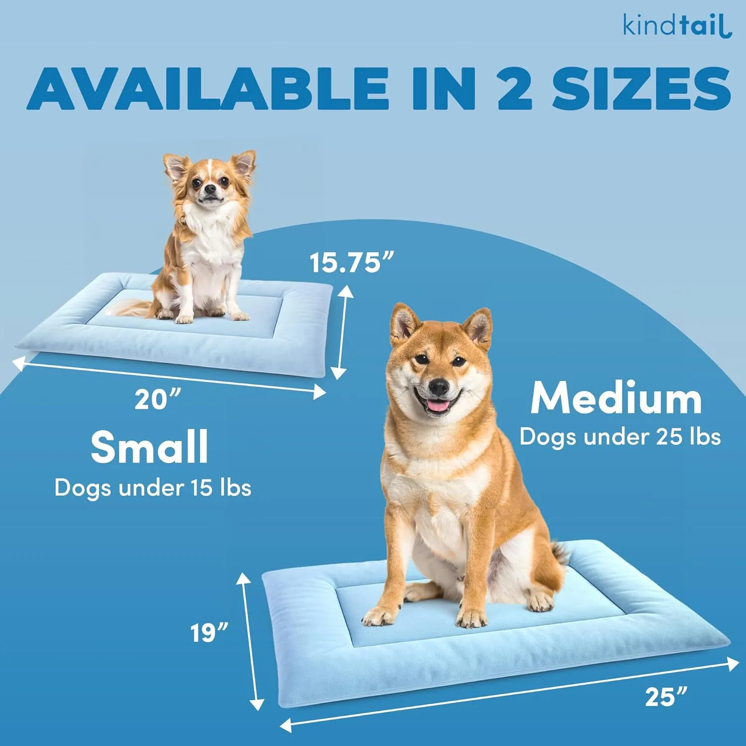 KindTail Dog Crate Pad - Soft Velvet, Reversible Bed - Machine Washable Kennel Mat for Pets up to 15 lbs, Mattress for Cozy Sleeping - 20 x 15 x 1 (Light Grey, Small)