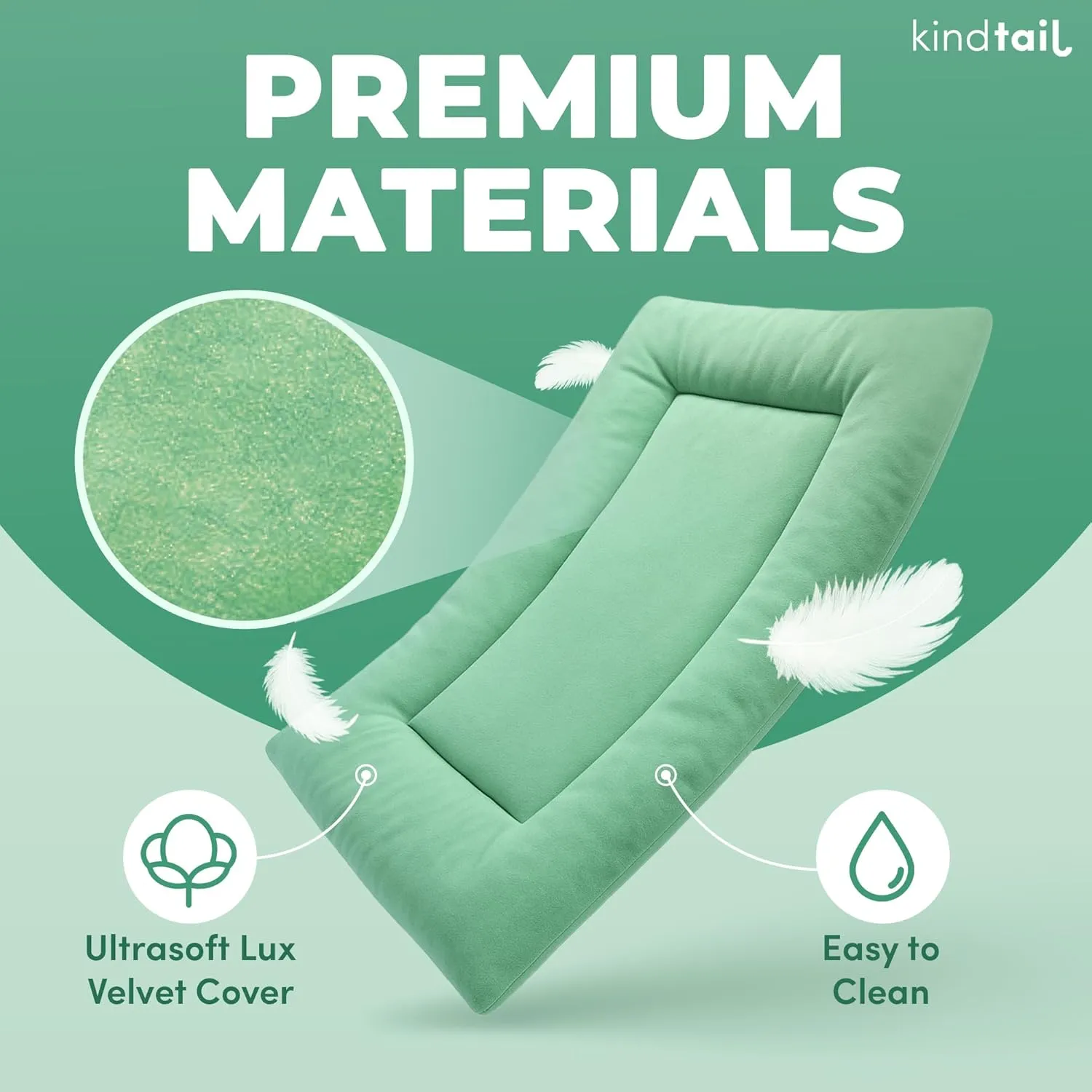 KindTail Dog Crate Pad - Soft Velvet, Reversible Bed - Machine Washable Kennel Mat for Pets up to 15 lbs, Mattress for Cozy Sleeping - 20 x 15 x 1 (Light Grey, Small)