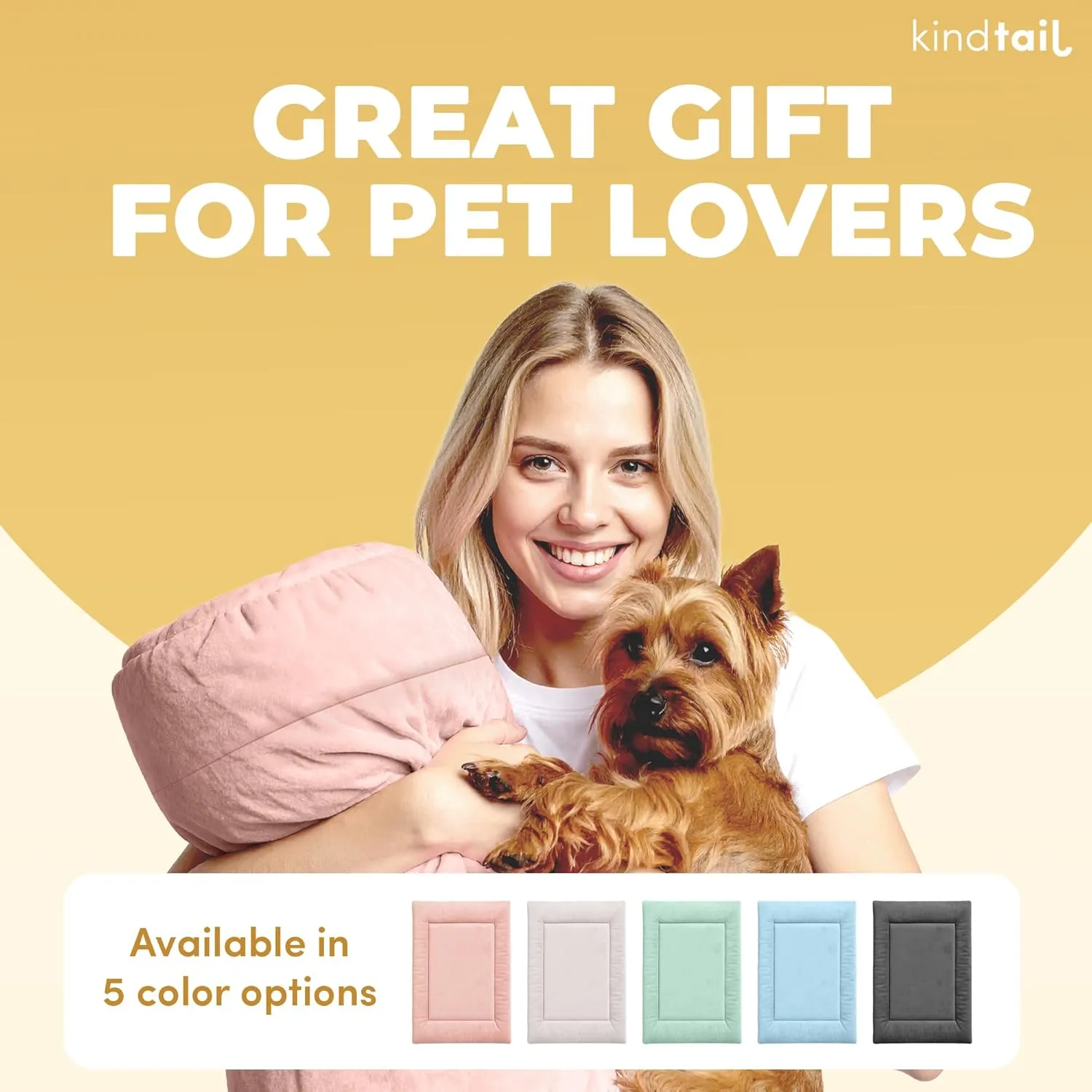 KindTail Dog Crate Pad - Soft Velvet, Reversible Bed - Machine Washable Kennel Mat for Pets up to 15 lbs, Mattress for Cozy Sleeping - 20 x 15 x 1 (Light Grey, Small)