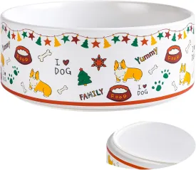 Large Dog Bowls, Non Slip Heavy Ceramic Dog Food and Water Bowl with Silicone Base, 8" Pet Feeding Bowl for Small, Medium, and Big Dogs (Multi, 8 Inches)