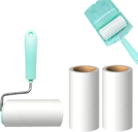 Lint Roller Remover with 180 Sheets, Pet Hair Remover Extra Sticky Roller Hair Dust Remover for Clothes, Furniture, Travel Household 1 Handle 3 Rollers Dog &Cat Hair Removal (Green)